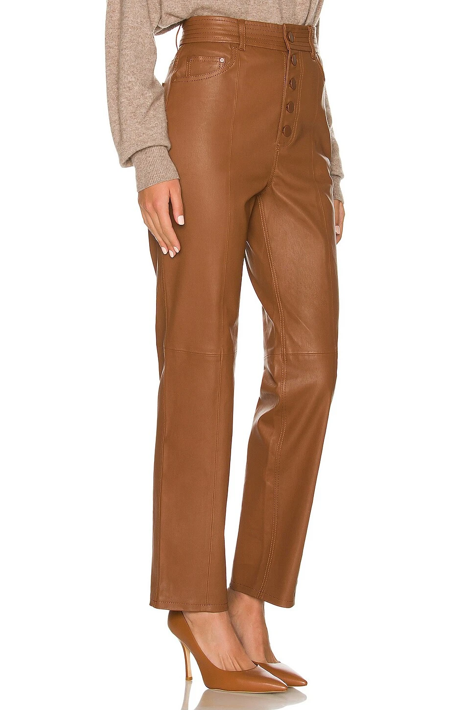 The Kristina Leather Pant Brown 2 The Kristina Leather Pant Brown - Image 2