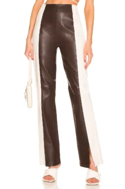 The Hanriette Leather Pant Brown & Ivory