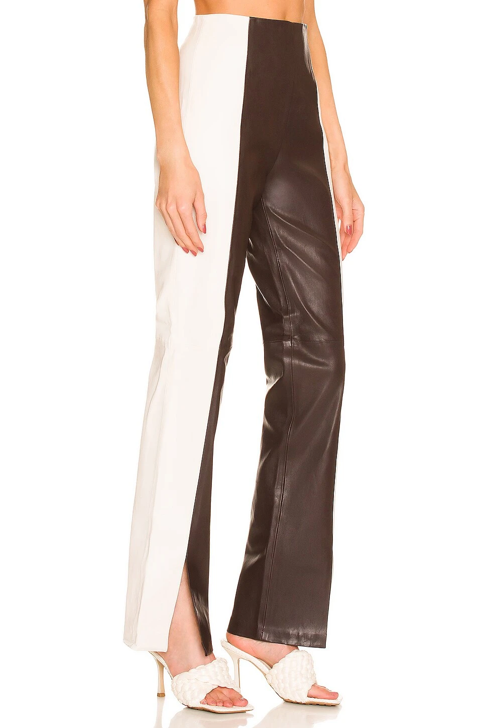 The Hanriette Leather Pant Brown & Ivory 2 The Hanriette Leather Pant Brown & Ivory - Image 2