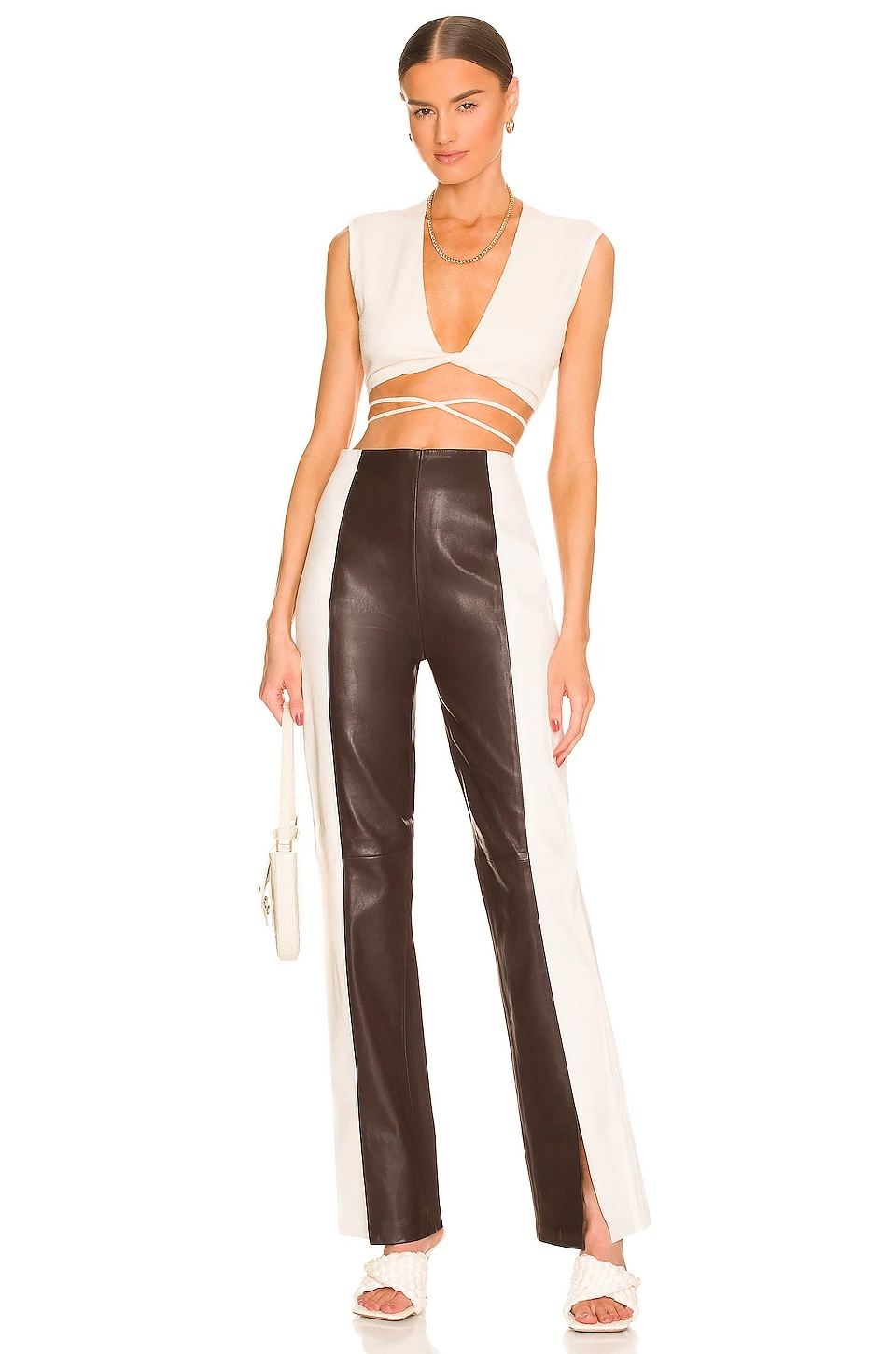 The Hanriette Leather Pant Brown & Ivory 4 The Hanriette Leather Pant Brown & Ivory - Image 4