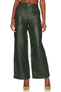 The Madi Leather Pant Forest Green