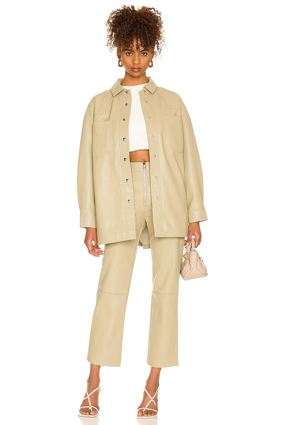 Vegan Leather Exposed Zip Pant Olive 4 Vegan Leather Exposed Zip Pant Olive - Image 4