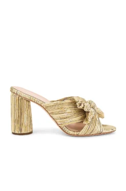 Loeffler Randall Penny High Heel Pleated Knot Slide Gold