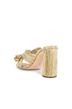 Loeffler Randall Penny High Heel Pleated Knot Slide Gold -Nike Store LOEF WZ288 V3