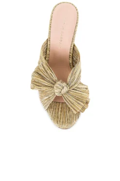 Loeffler Randall Penny High Heel Pleated Knot Slide Gold -Nike Store LOEF WZ288 V4