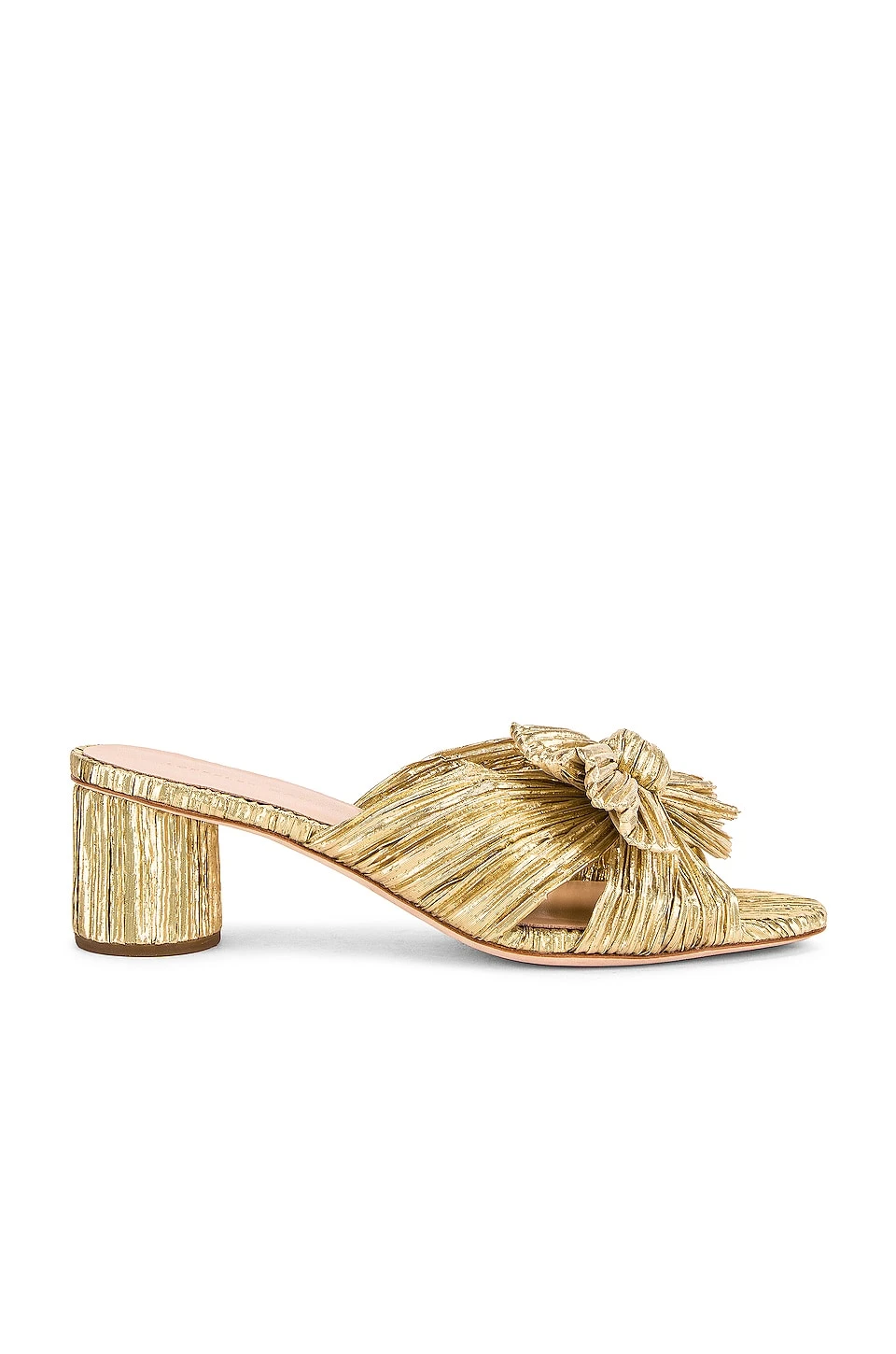 Loeffler Randall Emilia Pleated Knot Mule Gold 1 Loeffler Randall Emilia Pleated Knot Mule Gold