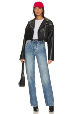 Baldwin Faux Leather Jacket Black -Nike Store LOVF WO501 V5