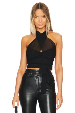 Charlize Halter Top Black