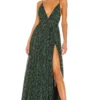 X REVOLVE Gillian Gown Green Snake