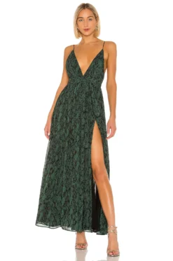 X REVOLVE Gillian Gown Green Snake