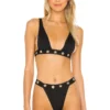 Deep U Halter Bikini Top Black