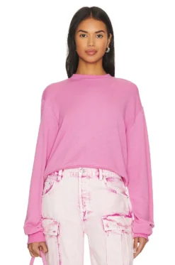 Exon Crop Pullover Sweatshirt Party Pink