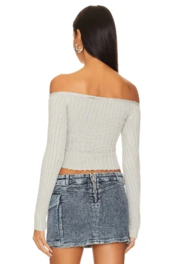 Sansa Off Shoulder Sweater Silver Grey 6 Sansa Off Shoulder Sweater Silver Grey -Nike Store NBDR WK130 V3