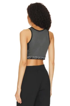 Nike Pro Dri Fit Cropped Tank Top Black & Iron Grey -Nike Store NIKR WI119 V3