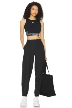 Nike Pro Dri Fit Cropped Tank Top Black & Iron Grey -Nike Store NIKR WI119 V4