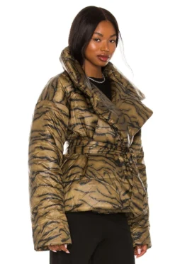 Norma Kamali Sleeping Bag Short Coat Brown Tiger -Nike Store NKAM WO121 V3