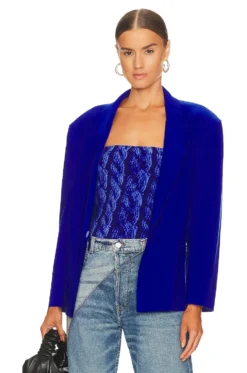 Norma Kamali Single Breasted Straight Fit Jacket Cobalt