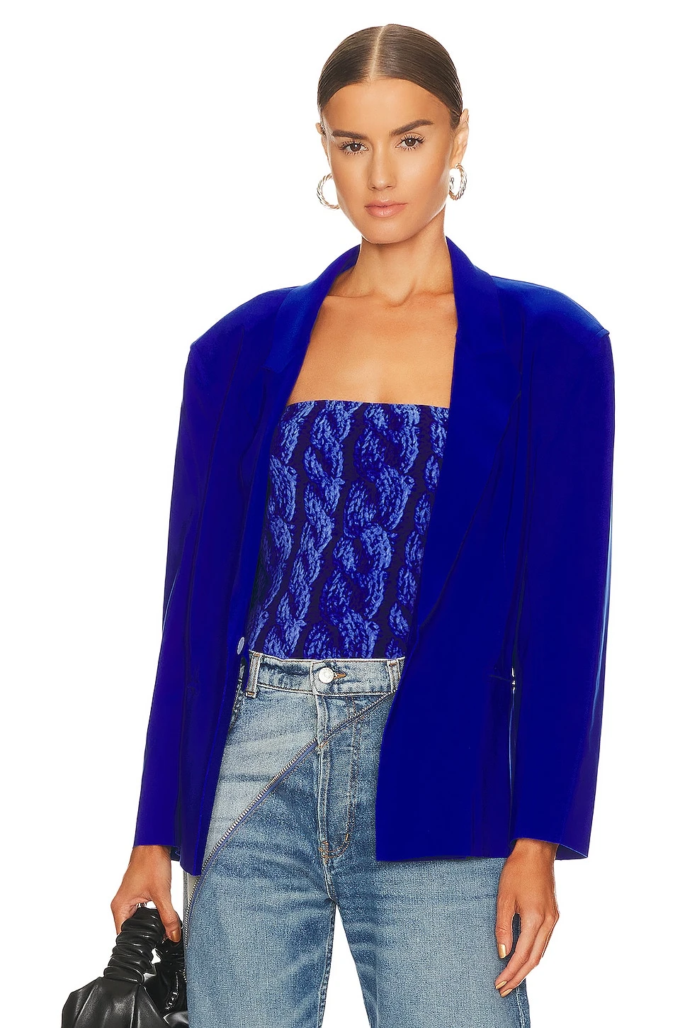 Norma Kamali Single Breasted Straight Fit Jacket Cobalt 1 Norma Kamali Single Breasted Straight Fit Jacket Cobalt