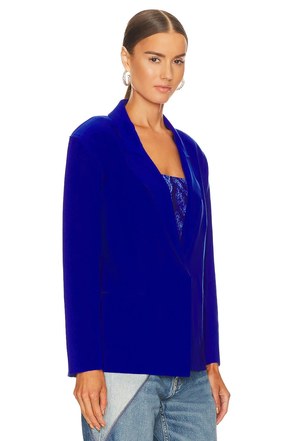 Norma Kamali Single Breasted Straight Fit Jacket Cobalt 3 Norma Kamali Single Breasted Straight Fit Jacket Cobalt - Image 3