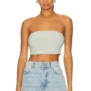 Norma Kamali Strapless Cropped Top Dried Sage
