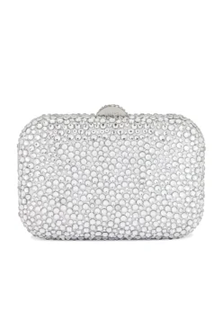 Casey Hot Fix Encrusted Clutch Silver