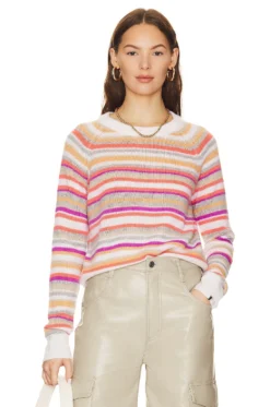 Blakely Cashmere Pullover Coral Combo