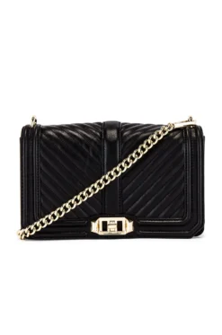 Rebecca Minkoff Chevron Quilted Love Crossbody Bag Black