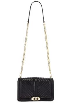 Rebecca Minkoff Chevron Quilted Love Crossbody Bag Black -Nike Store RMIN WY1270 V5