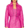 Castor Leather Jacket Neon Pink & Crystal