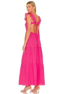 X REVOLVE Peaches Linen Dress Hot Pink