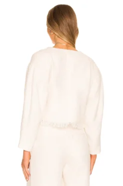 Cropped Tweed Frayed Hem Blazer Ivory -Nike Store SOMR WO7 V4