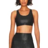 Spiritual Gangster Studio Faux Leather Sports Bra Black Leather