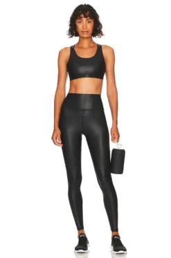 Spiritual Gangster Studio Faux Leather Sports Bra Black Leather -Nike Store SPRG WI36 V4