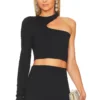 Asymmetrical Crop Top Black