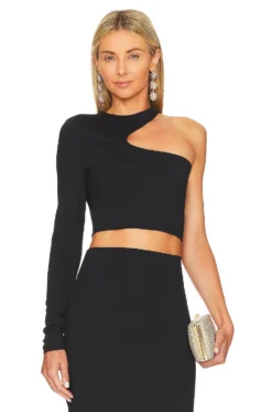 Asymmetrical Crop Top Black