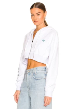 X REVOLVE Cropped Zip-Up Hoodie White -Nike Store TMAY WK7 V3