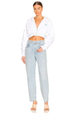 X REVOLVE Cropped Zip-Up Hoodie White -Nike Store TMAY WK7 V5