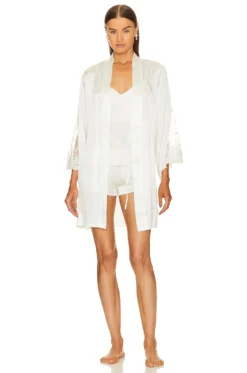 Silk Serena Lace Robe White