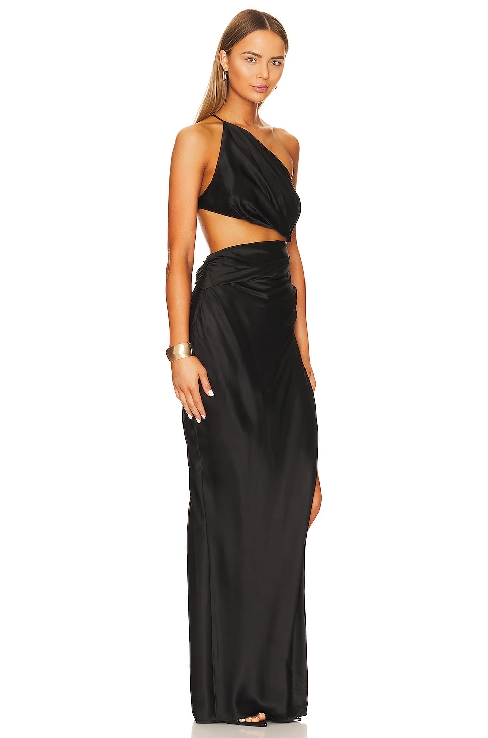 One Shoulder Cut Out Gown Black 2 One Shoulder Cut Out Gown Black - Image 2