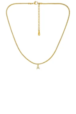 Herringbone Initial Necklace Gold