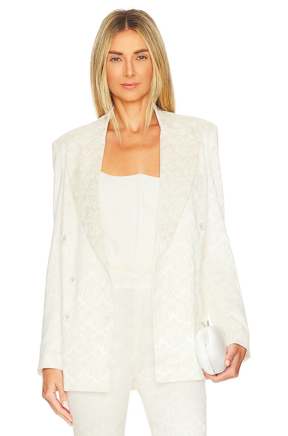 Charles Blazer White Mini Floral Brocade 1 Charles Blazer White Mini Floral Brocade
