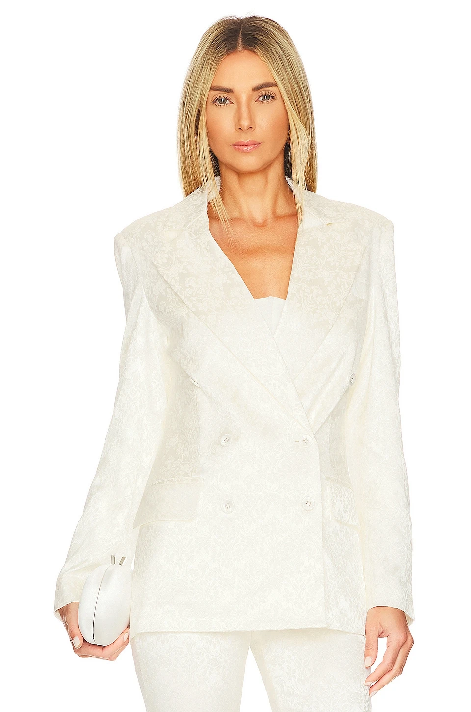 Charles Blazer White Mini Floral Brocade 2 Charles Blazer White Mini Floral Brocade - Image 2
