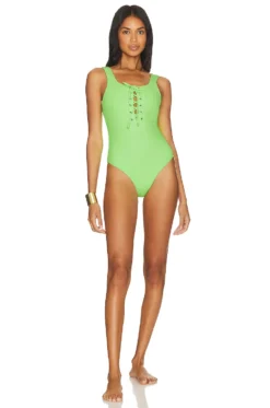 Football One Piece Bikini Neon Kiwi