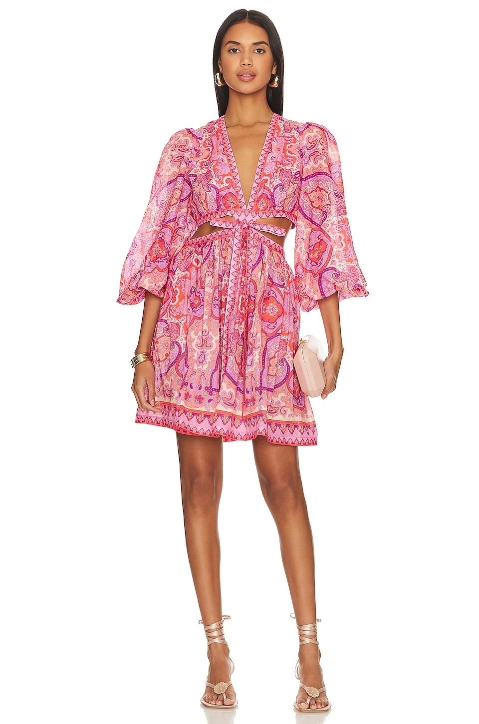 Zimmermann Halcyon Mini Dress Pink & Purple Paisley 1 Zimmermann Halcyon Mini Dress Pink & Purple Paisley