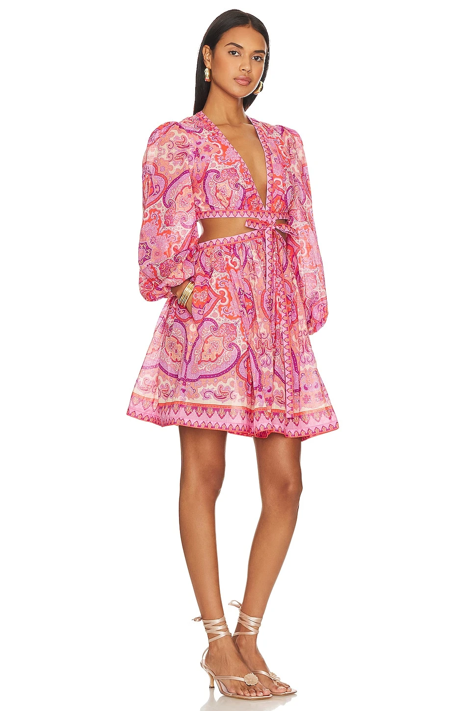 Zimmermann Halcyon Mini Dress Pink & Purple Paisley 2 Zimmermann Halcyon Mini Dress Pink & Purple Paisley - Image 2